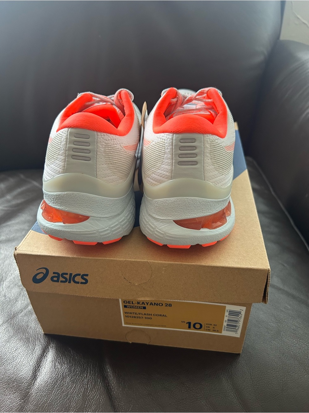 Asics Gel-Kayano 28 Sneakers in White and Coral